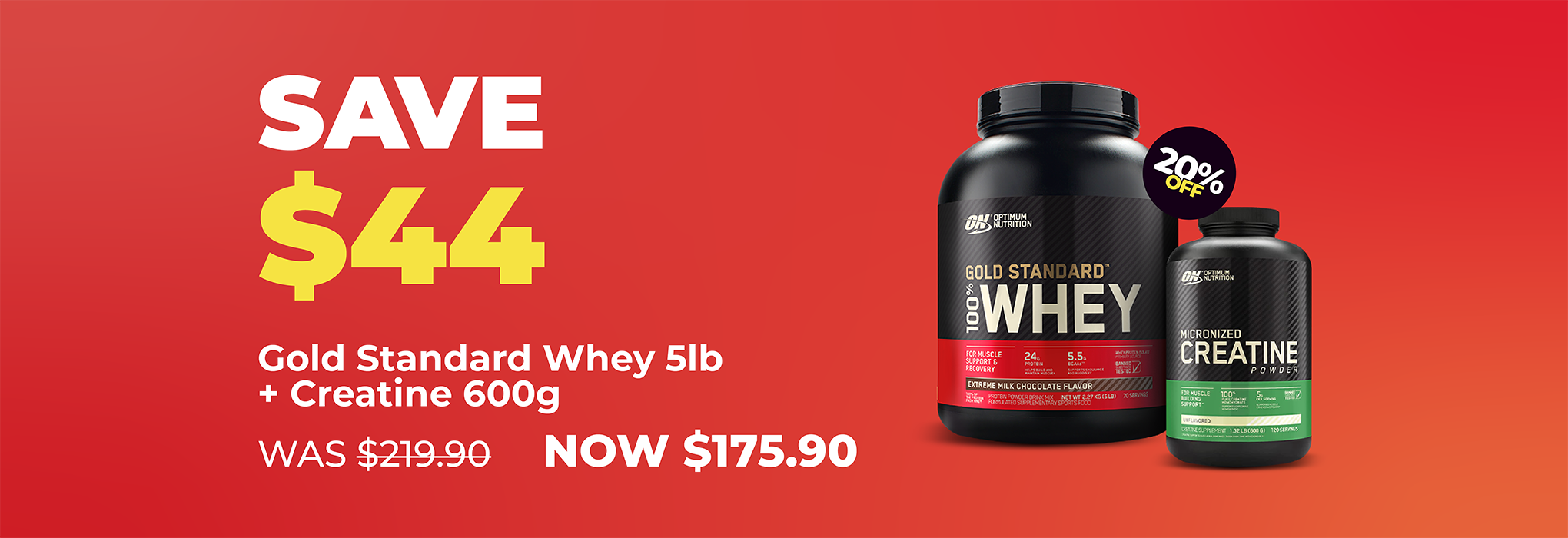 SAVE $44 Gold Standard Whey Creatine Bundle | 20% OFF Optimum Nutrition