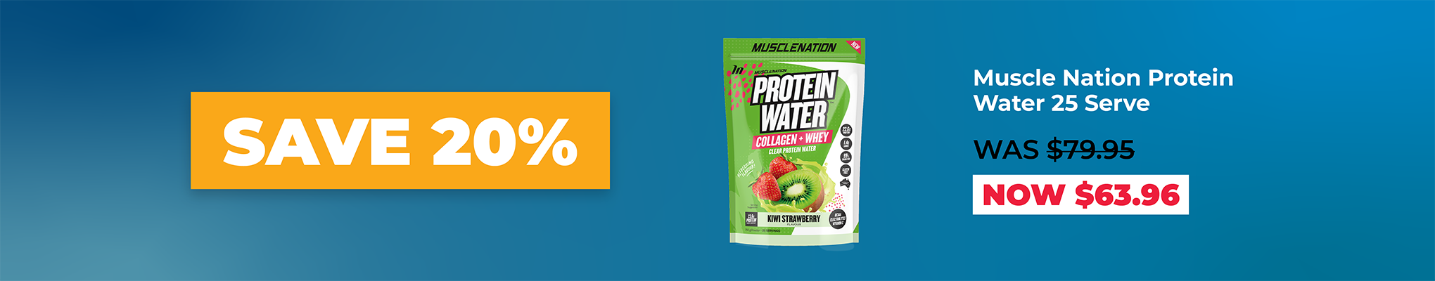 SAVE 20% Muscle Nation Protein Water | Great Health Reset