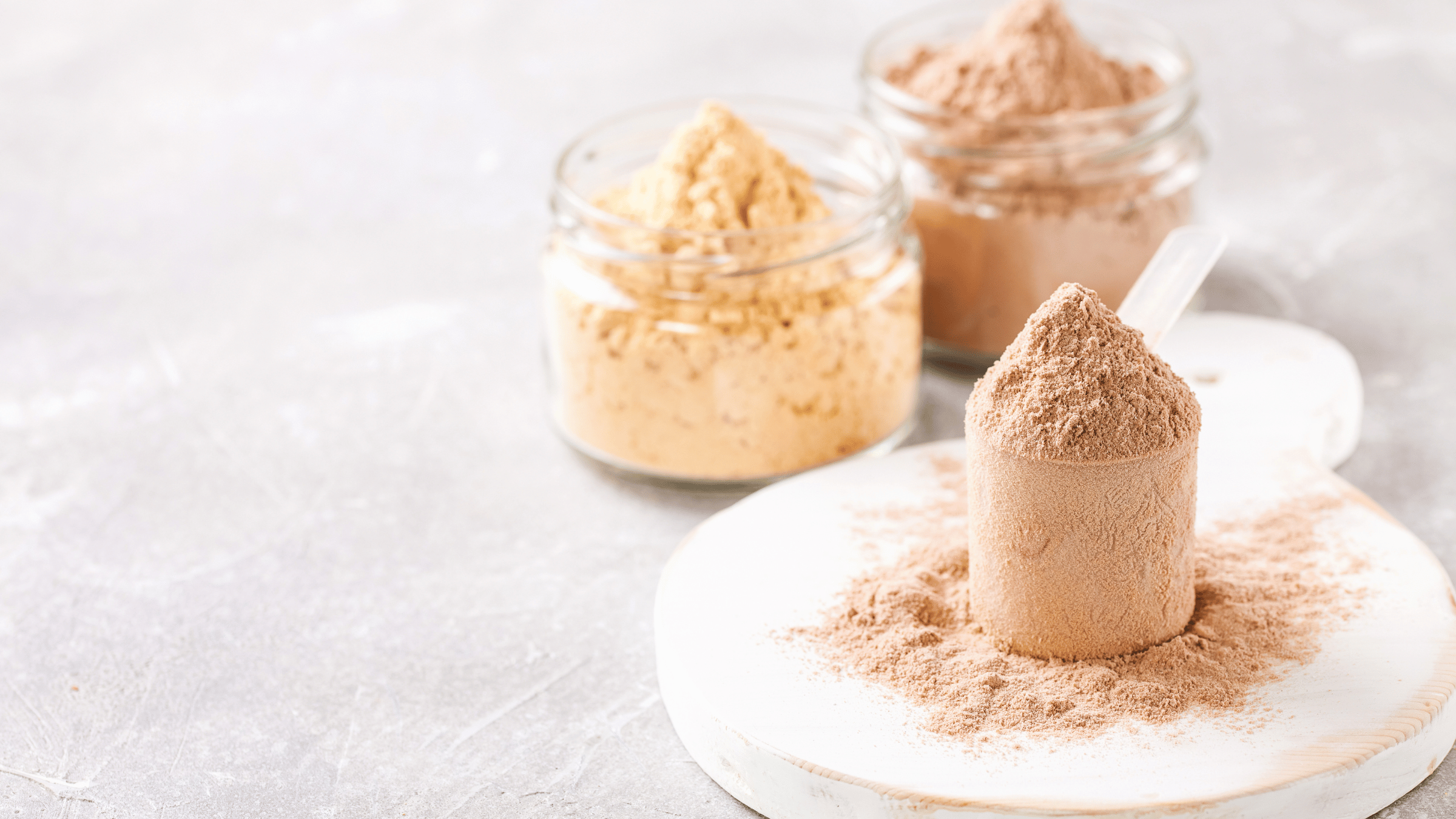 whey protein powder in scoop