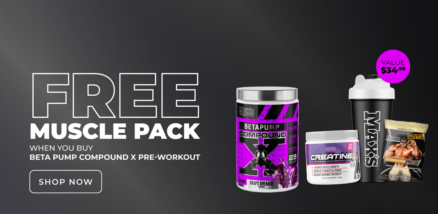 FREE MUSCLE PACK  Whey you buy Beta Pump Compound X Pre-Workout