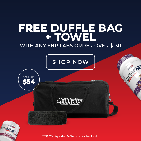 EHP Labs Online Deal - Free Duffle Bag + Towel on orders over $130