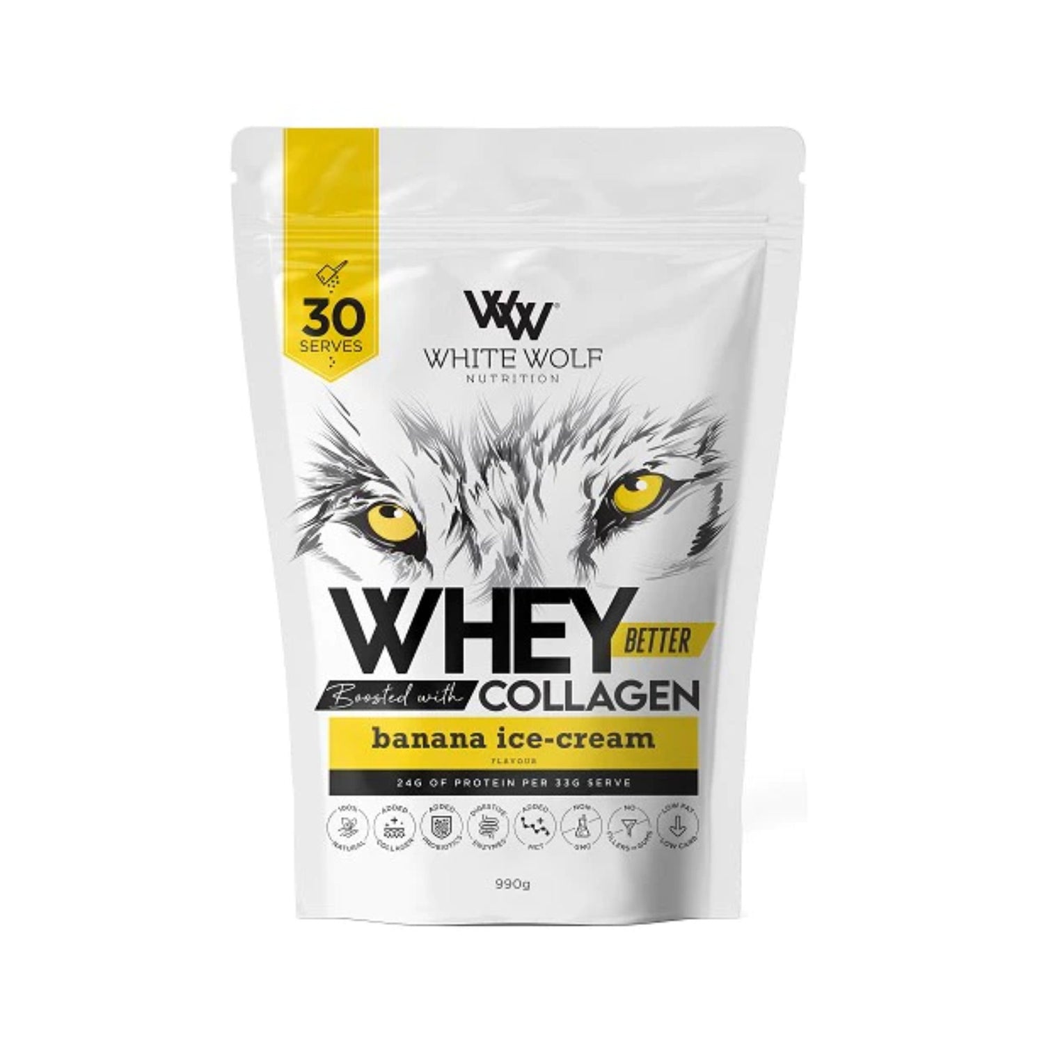 White Wolf Whey Better Protein Blend - Boosted with Collagen Protein Powder
