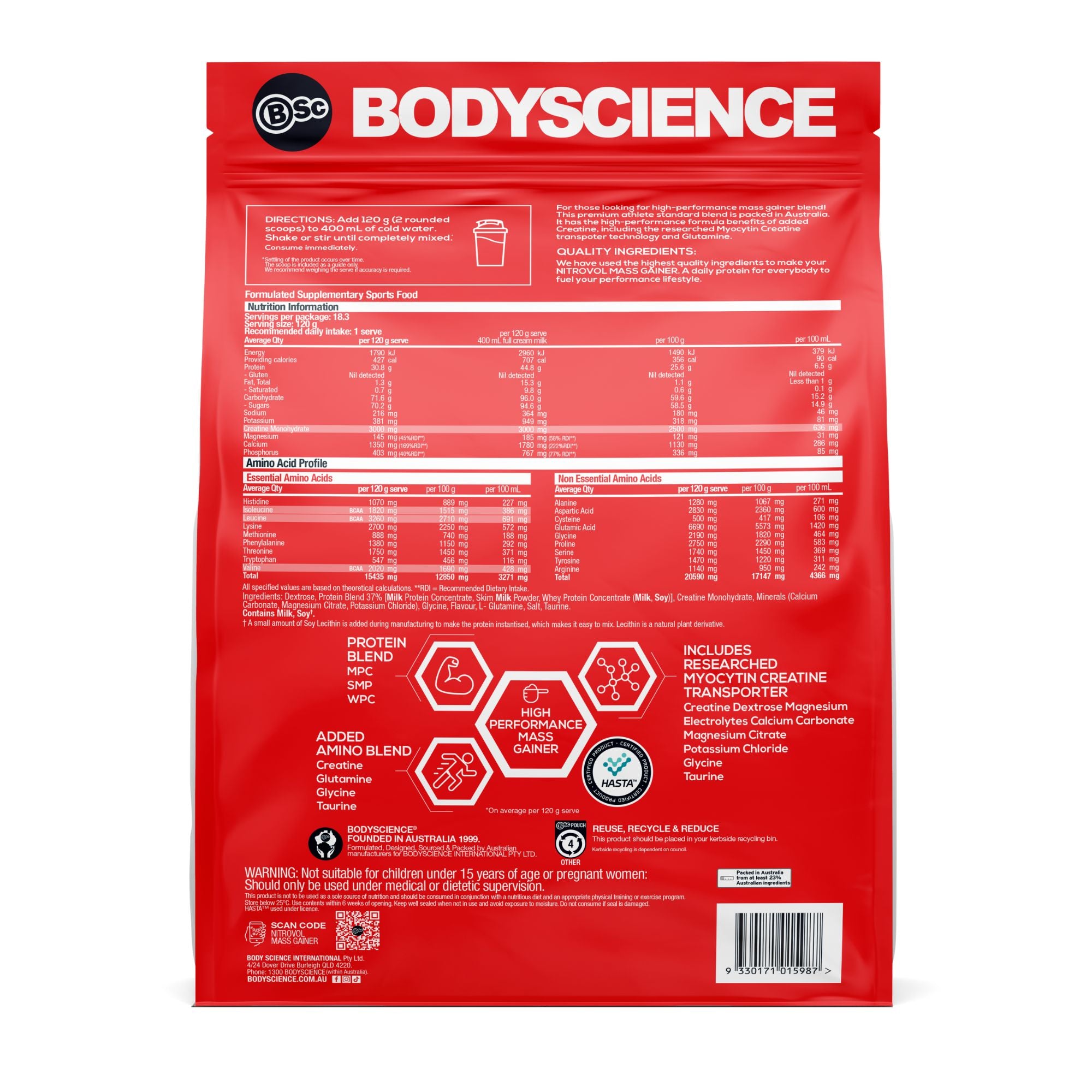 Body Science BSC Nitrovol Mass Gainer Protein Powder