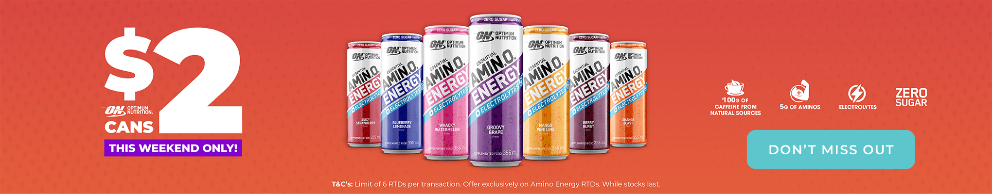 $2 Amino Energy Cans, This Weekend Only!