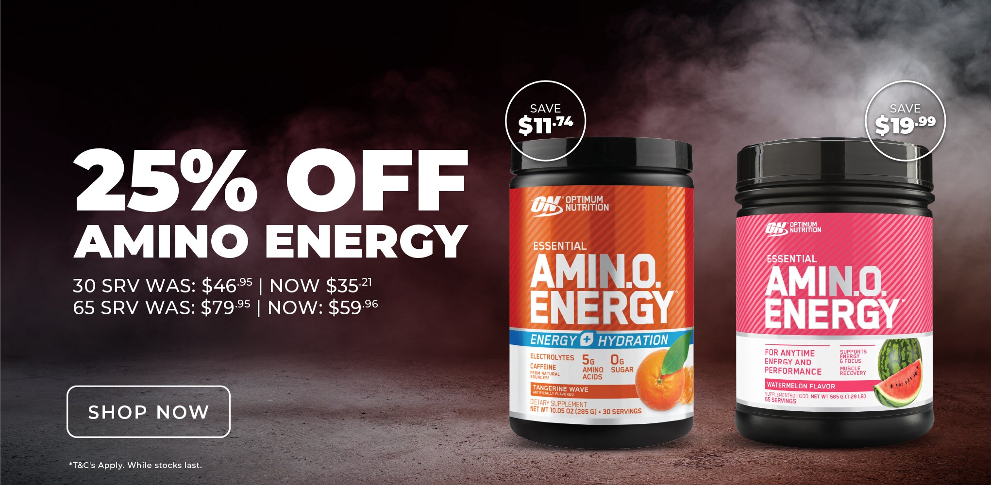 Save 25% off Optimum Nutrition Amino Energy
