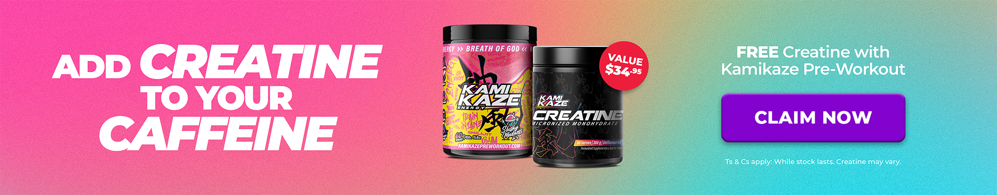 FREE Creatine with Kamikaze Athletic Sports | Value $34.95