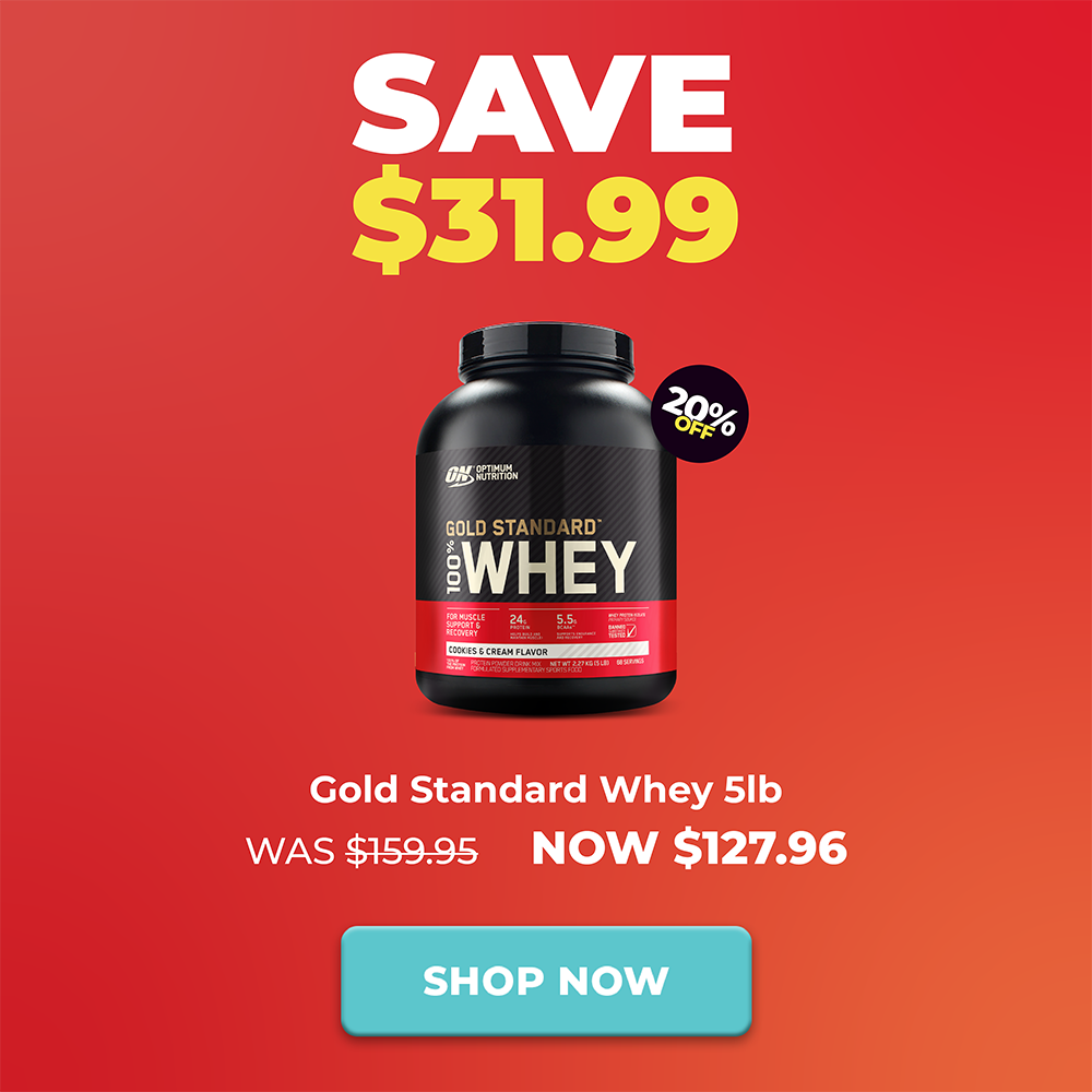 SAVE $31.99 Gold Standard Whey 5lb | 20% OFF Optimum Nutrition