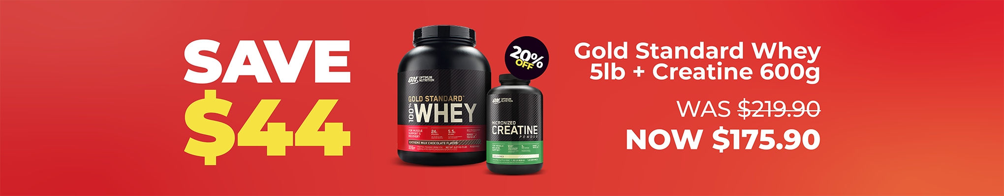 SAVE $44 Gold Standard Whey Creatine Bundle | 20% OFF Optimum Nutrition