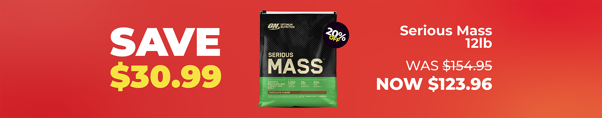 SAVE $30.99 Serious Mass | 20% OFF Optimum Nutrition