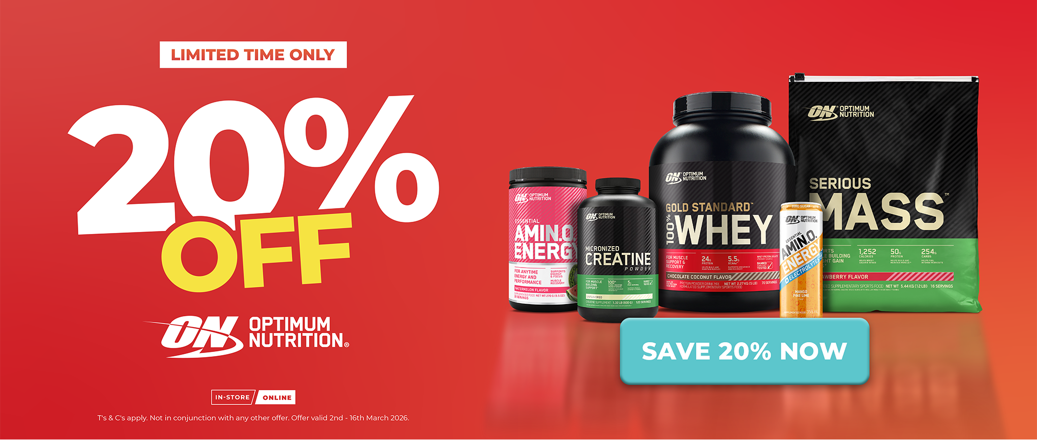 20% OFF Optimum Nutrition
