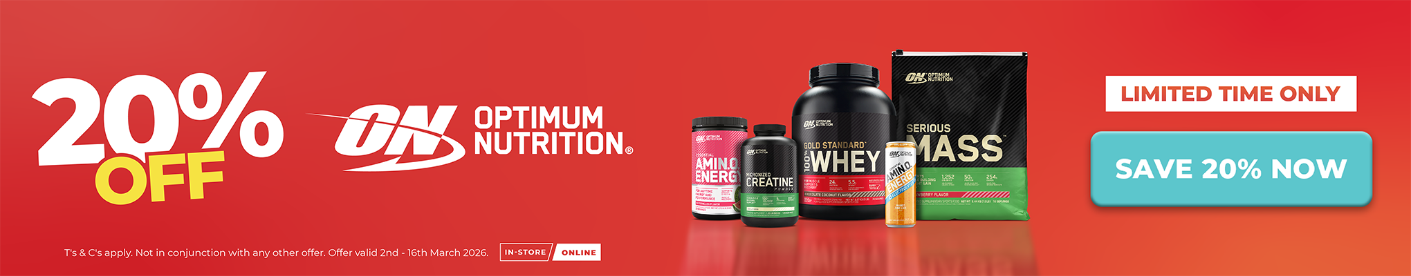 20% OFF Optimum Nutrition