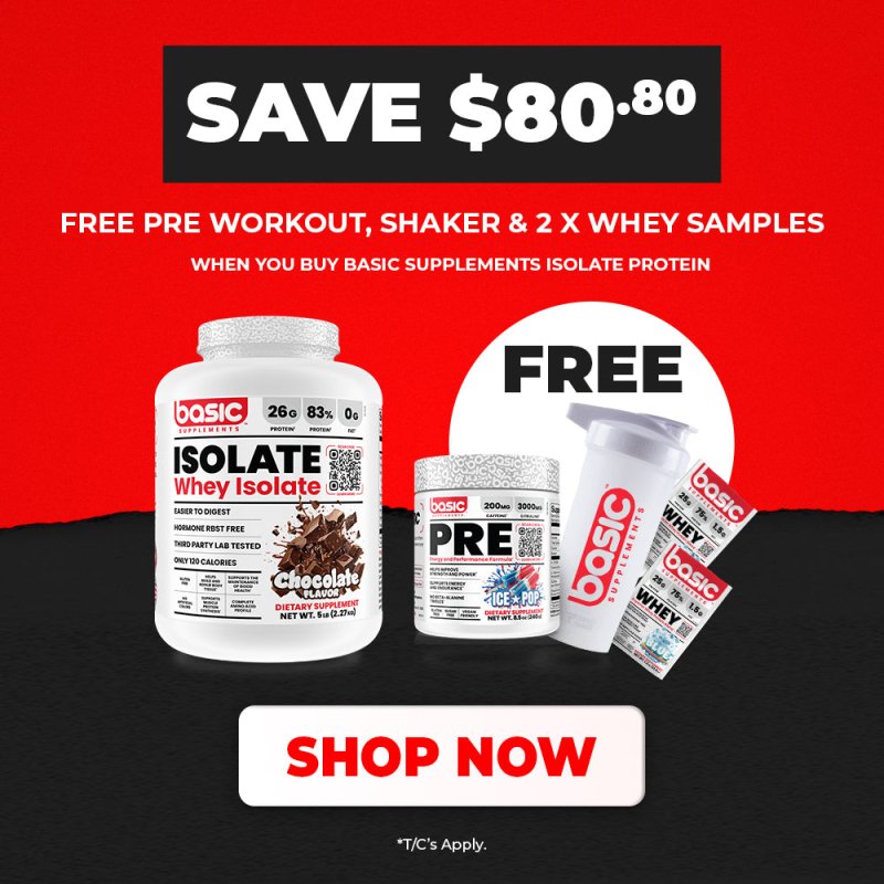 SAVE $80.80 when you buy Basic Supplements Whey Isolate
