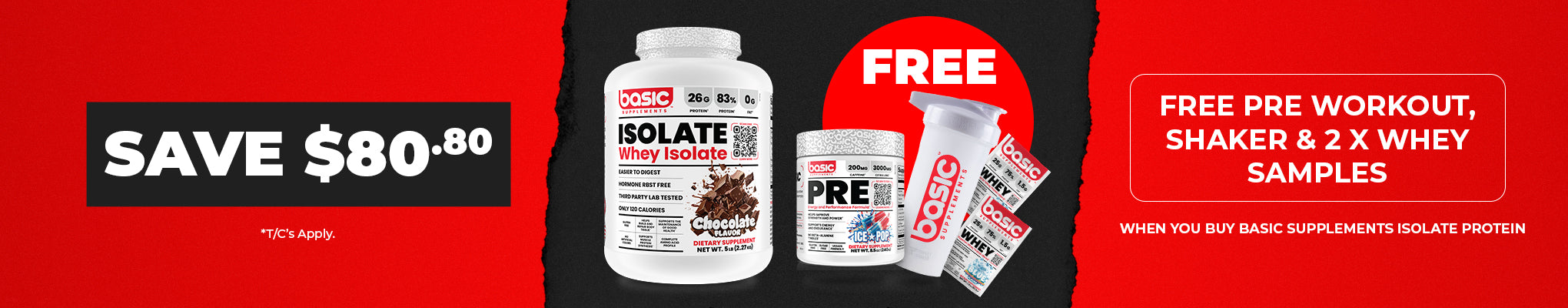 SAVE $80.80 when you buy Basic Supplements Whey Isolate
