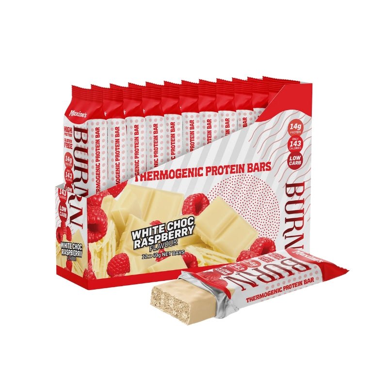 Maxines Burn Bar - Box of 12 White Choc Raspberry