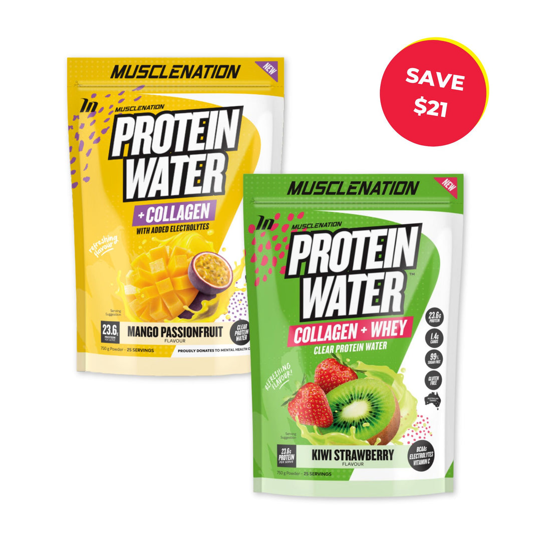 Muscle Nation Protein Water 25 serve Twin Pack
