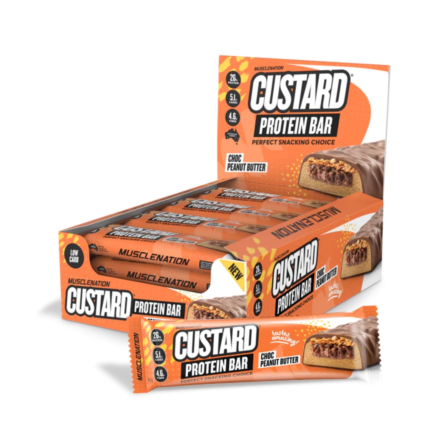 Muscle Nation Custard Protein Bar - Box of 12 Choc Peanut Butter