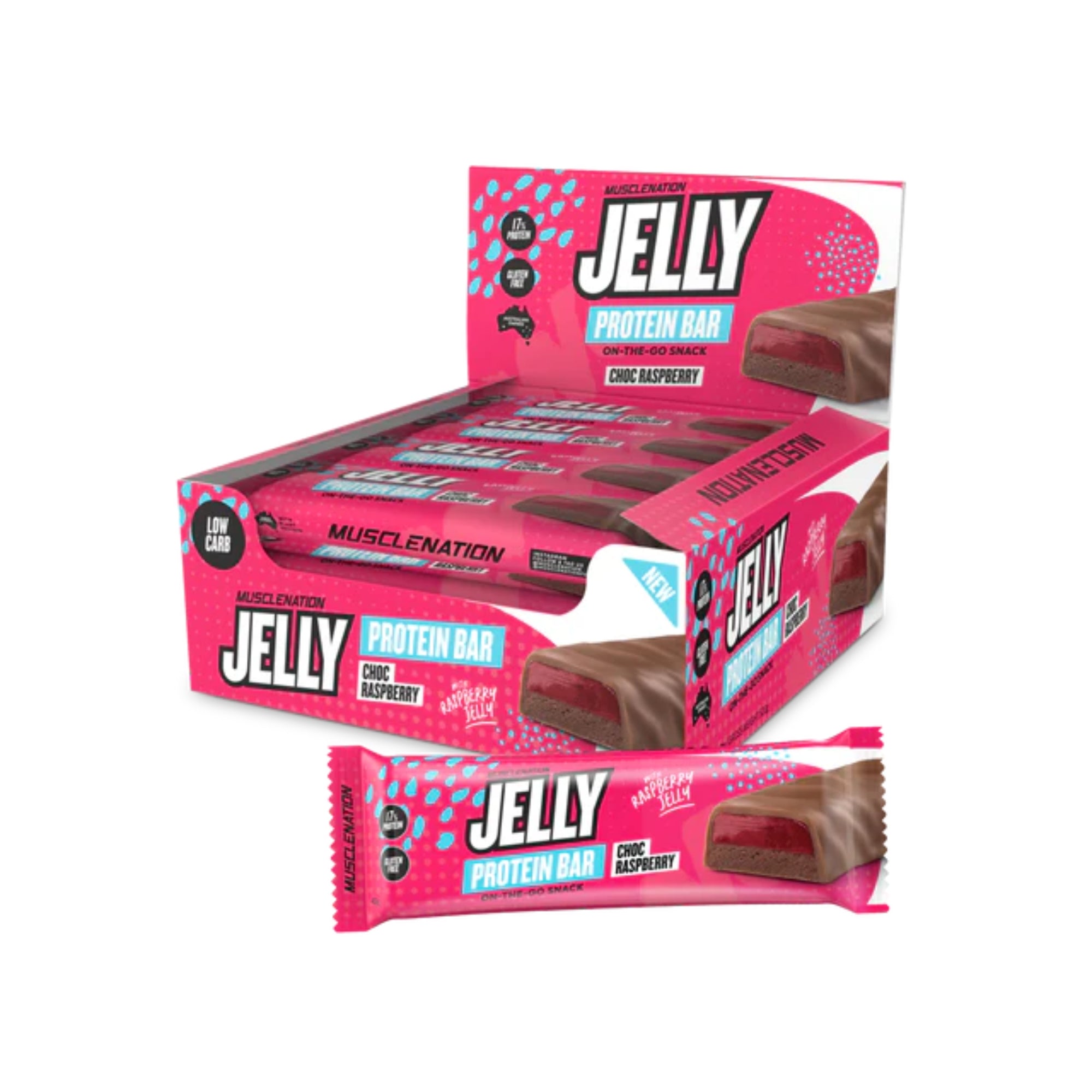 Muscle Nation Jelly Protein Bar - Choc Raspberry Box of 12