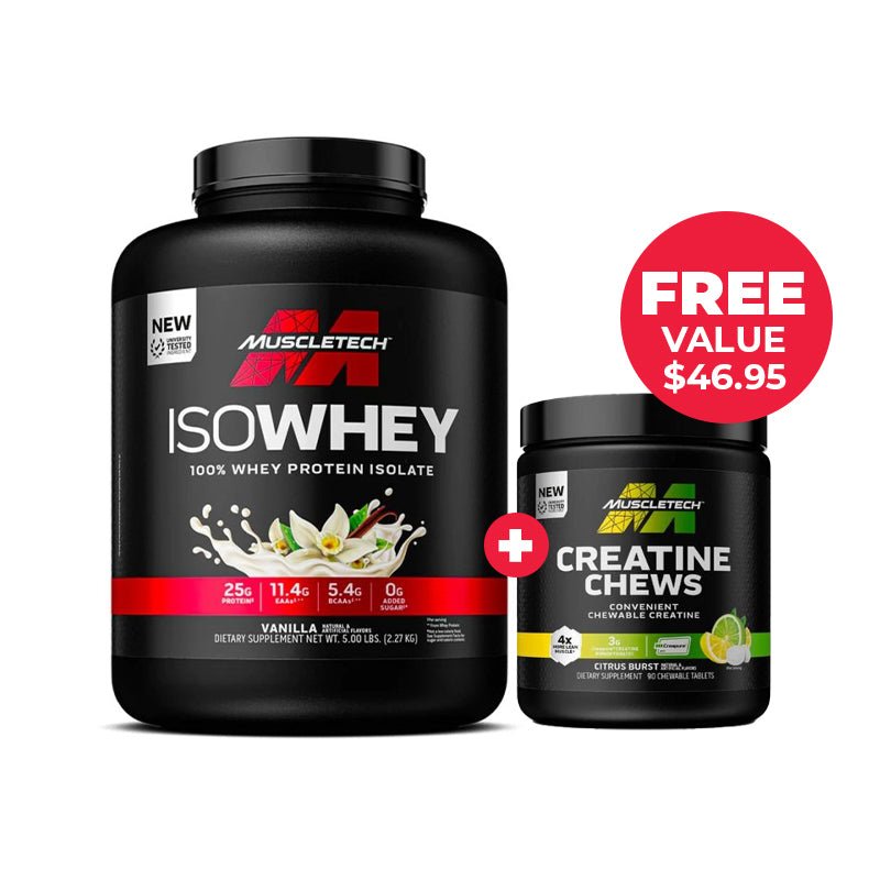 Muscletech Iso Whey + FREE Creatine Chews | Value $46.95