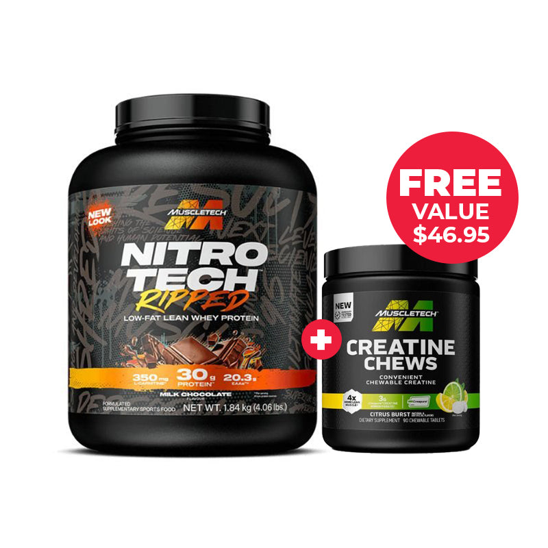 Muscletech Nitro Tech Ripped + FREE Creatine Chews | Value $46.95
