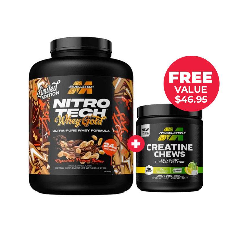 Muscletech Nitro Whey Gold + FREE Creatine Chews | Value $46.95