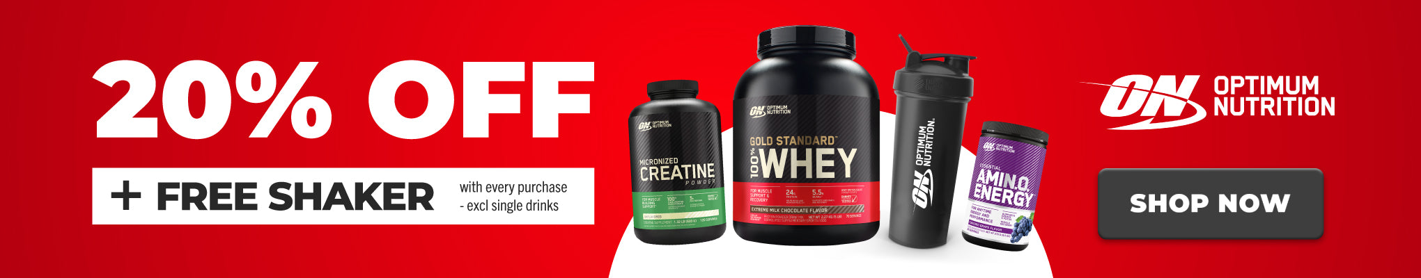 20% OFF + FREE SHAKER Optimum Nutrition