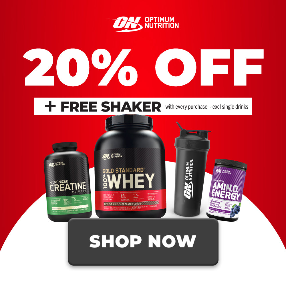 20% OFF + FREE SHAKER Optimum Nutrition