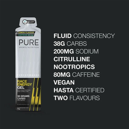 Pure Performance Race Energy Gel 70g + Caffeine Pure Sports Nutrition