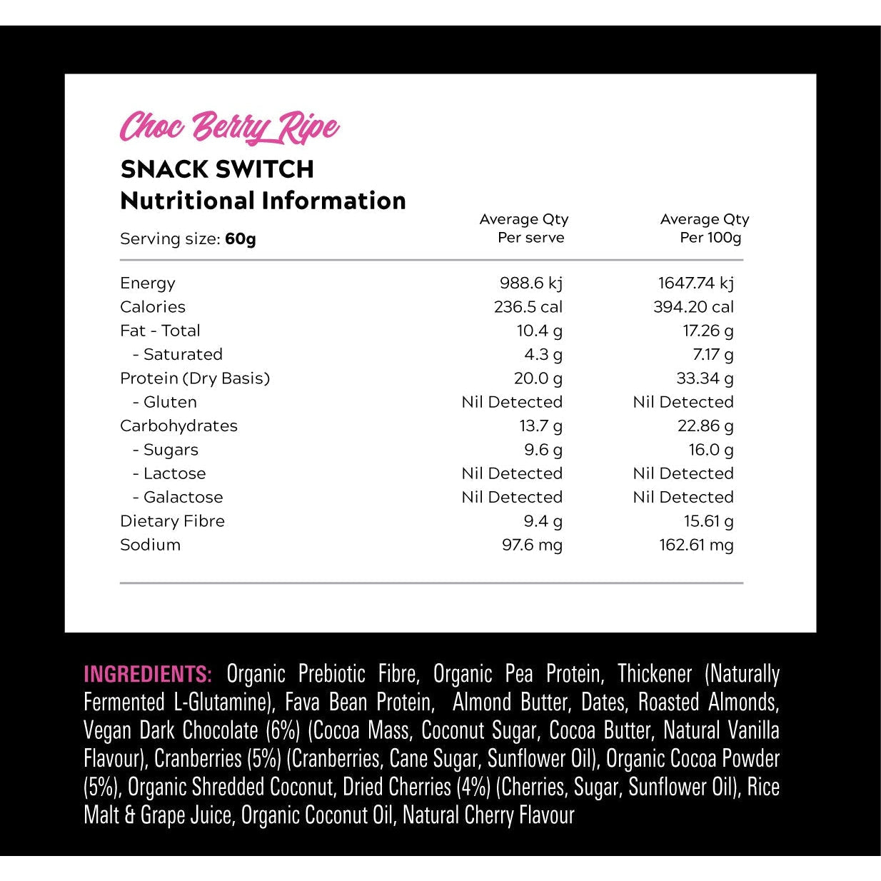 Switch Nutrition Switch Nutritionack Switch Bar