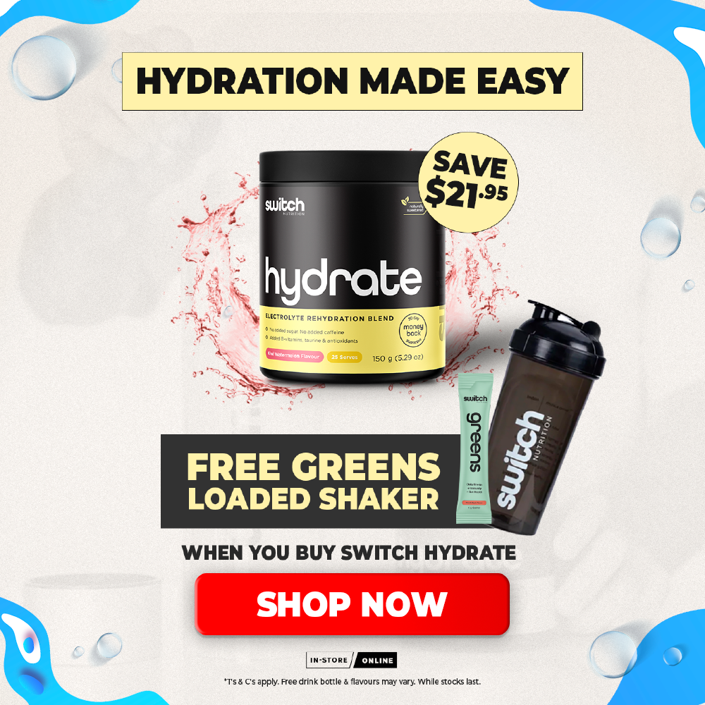 FREE Loaded Greens Shaker with Switch Nutrition Hydrate | December Deals
