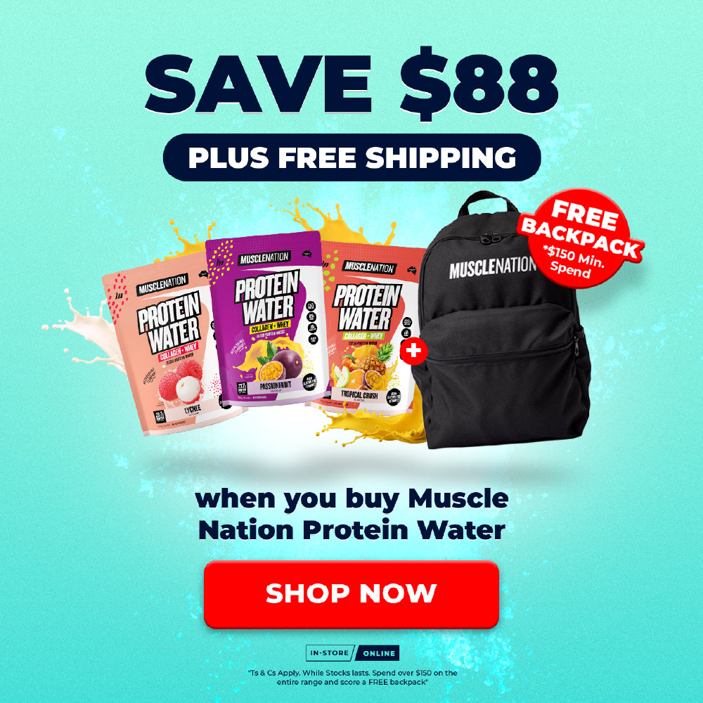 SAVE $88 Muscle Nation Triple Pack | Spend $150 get aFREE Backpack valued at $40