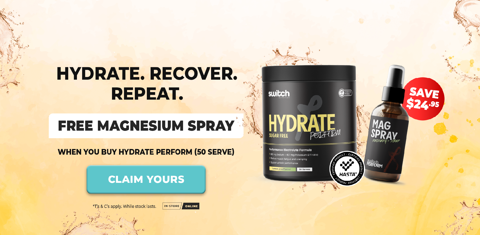 FREE Magnesium Spray when you buy Hydrate Perform 50 Serve