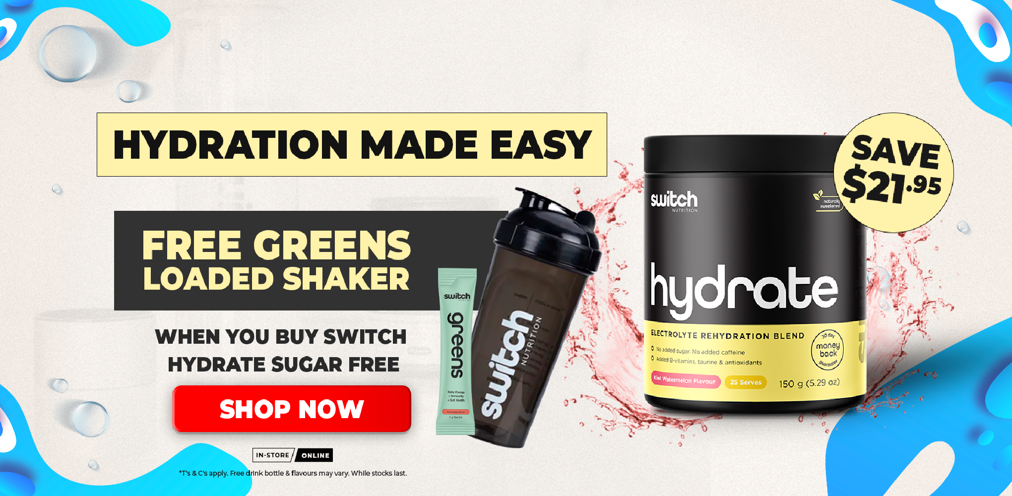 FREE Loaded Greens Shaker with Switch Nutrition Hydrate | December Deals