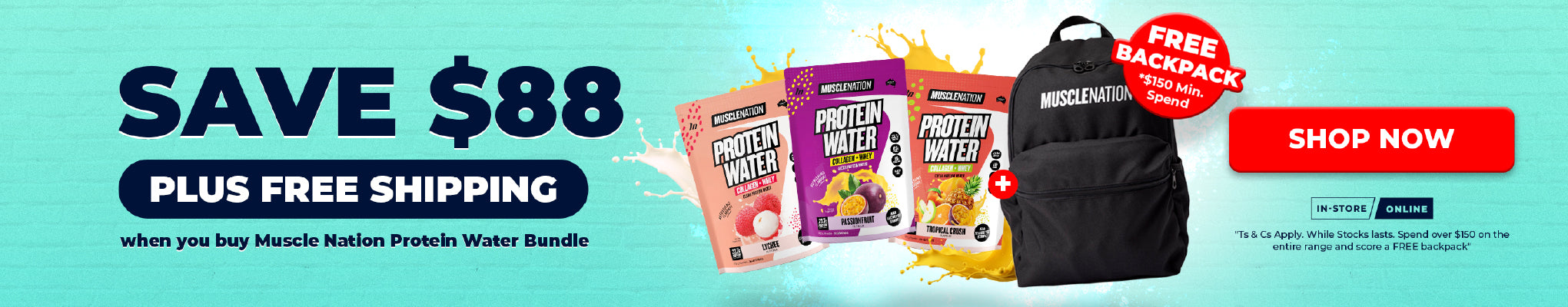 SAVE $88 Muscle Nation Triple Pack | Spend $150 get aFREE Backpack valued at $40