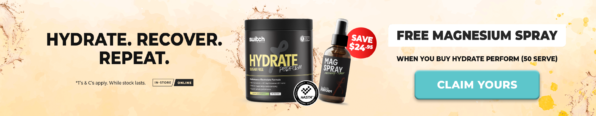 FREE Magnesium Spray when you buy Hydrate Perform 50 Serve