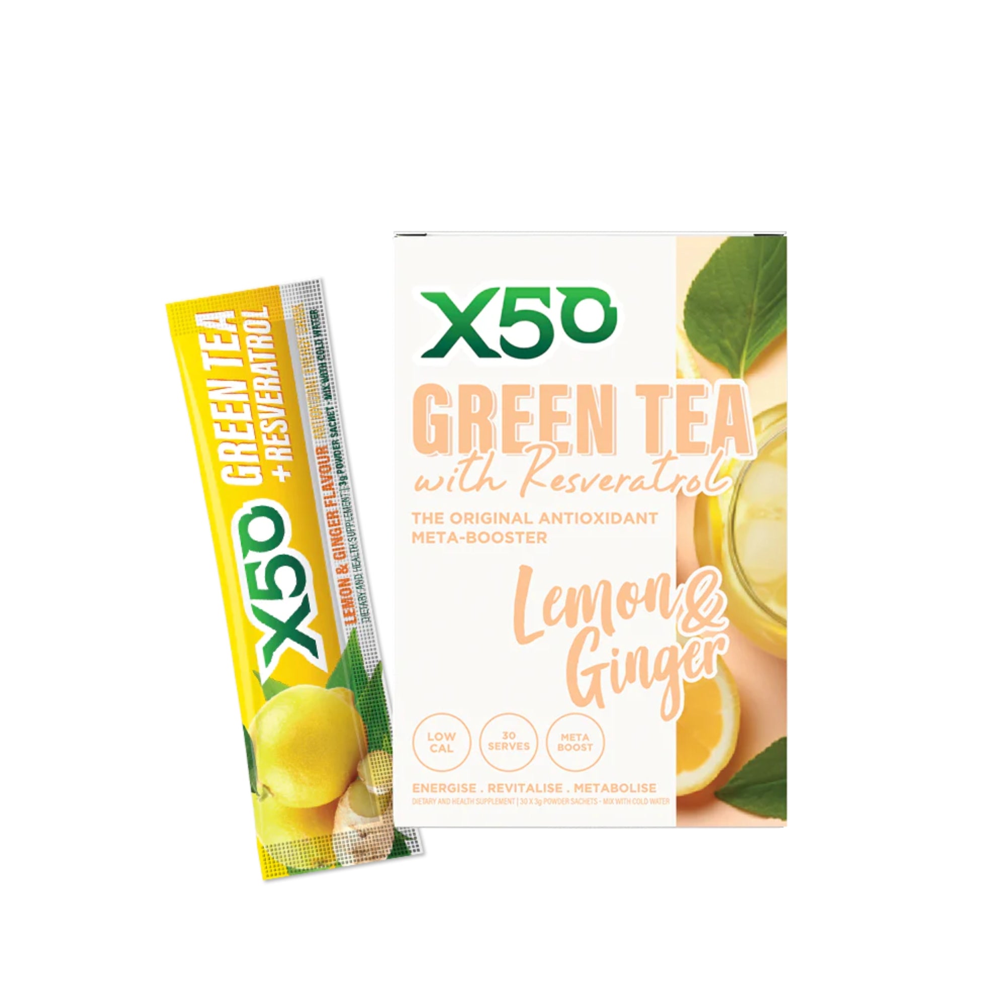 X50 GreenTea - 30 Serve Lemon and Ginger